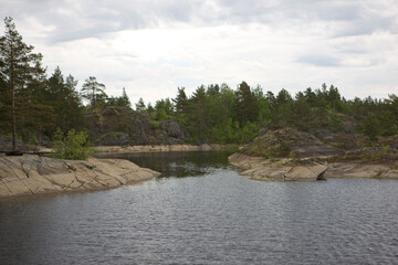 Russia Karelia Lake Ladoga on a sunny summer day