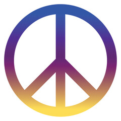 Multicolored icon of the International symbol of peace logo is on a transparent background. Peace emblem of the anti military movement. World Peace Day concept design