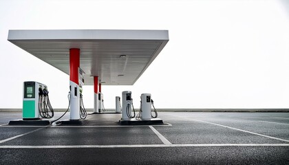 electric car charging station at the gas station white backgraund