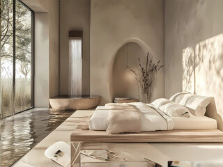 Bedroom Design Elegant Futuristic Nature basis  