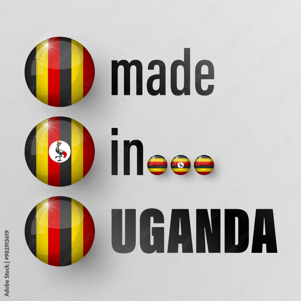 Poster made in uganda graphic and label. element of impact for the use you want to make of it.