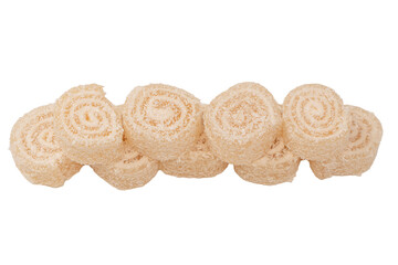 Coconut candy roll isolated on a white background.