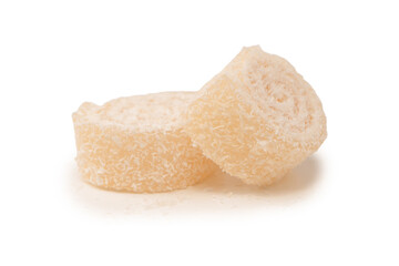 Coconut candy roll isolated on a white background.