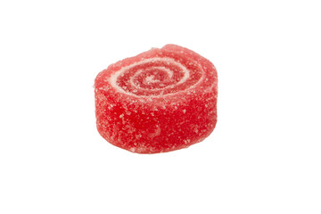 Jelly sweet candy roll isolated on a white background. Marmalade candy.