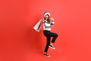 Woman wearing Santa hat