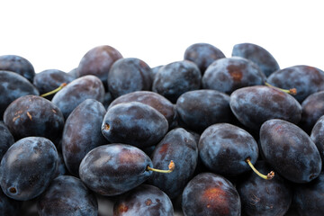 Fresh plums background. Top view. Organic food.
