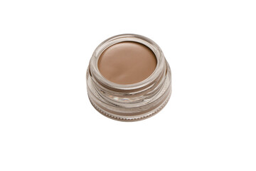 A brow pomade in blonde shade with brush isolated on a white background.