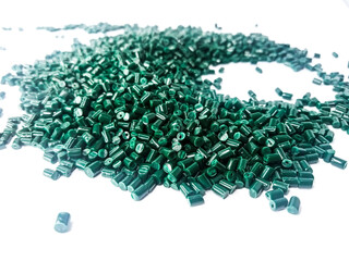 Green masterbatch granule, green polypropylene polymer granules, cold cutting type granule texture,...