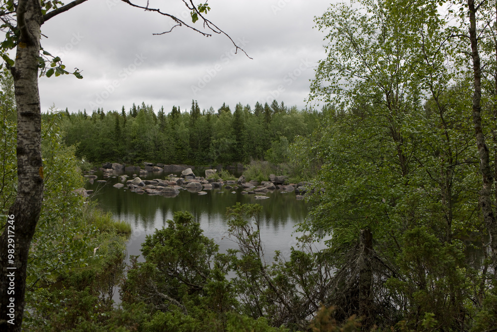 Canvas Prints Russia Karelia Belomorsk outskirts view on a cloudy summer day