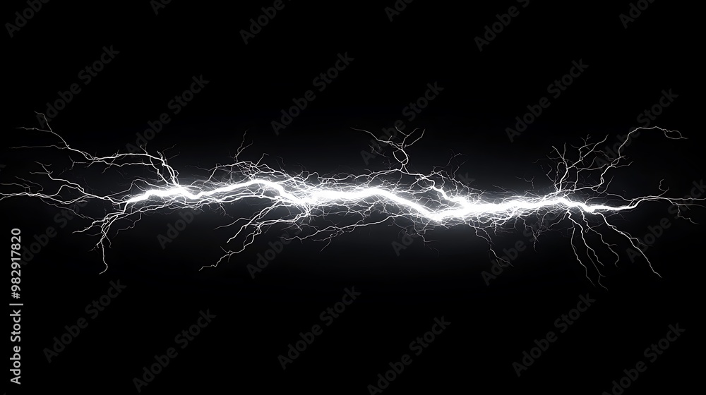 Poster dynamic minimalist vector design of static electricity with sharp lightning-like lines on black back