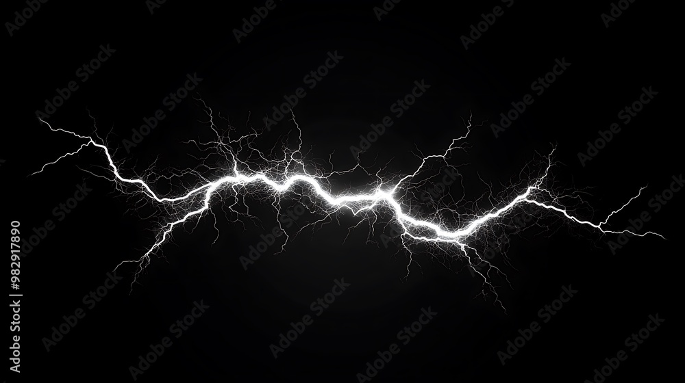 Aufkleber dynamic minimalist vector of static electricity with sharp lightning lines on black background