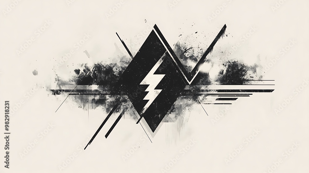 Aufkleber abstract graphic design of static electricity symbol with geometric patterns on light background