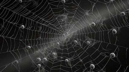 Fototapeta premium dark white spider webs illustration or dark white cobwebs illustration