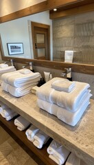 Elegant bathroom design featuring plush towels and premium bath products for ultimate comfort