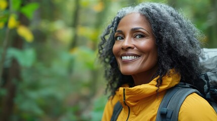Fototapeta premium Older Woman Embracing Adventure in Nature