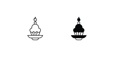 easter cake set icon with white background vector stock illustration