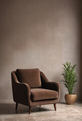 dark brown velvet armchair