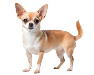 Obraz premium Brown Red White Chihuahua Dachshund Chiweenie Dog Standing And Looking At Camera, Isolated On White Background