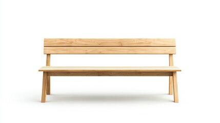 A minimalist wooden bench featuring a clean design, perfect for outdoor or indoor seating in modern spaces.