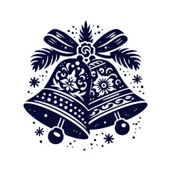 Christmas bell silhouette, Christmas ornament decoration vector art illustration isolated on a white background