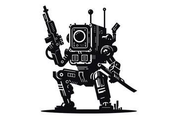 Robot silhouette vector illustrations