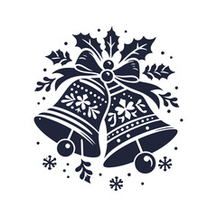 Christmas bell silhouette, Christmas ornament decoration vector art illustration isolated on a white background