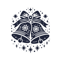 Christmas bell silhouette, Christmas ornament decoration vector art illustration isolated on a white background