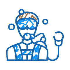 diver worker doodle icon sketch vector. diver worker sign. isolated symbol illustration