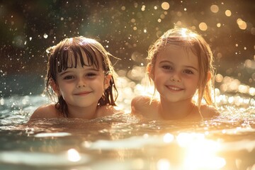 Summer Memories: Light Reflections on Water with Sister and Sibling