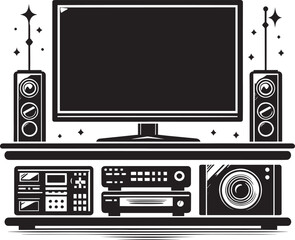 Retro television silhouette vector illustration isolated on a white background