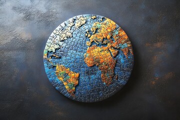 The global strategy solutions are represented through an earth-shaped jigsaw puzzle.