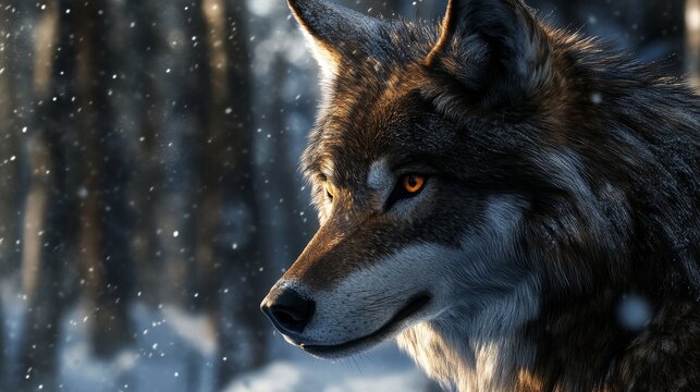 A beautiful wolf wallpaper with amazing detail. You'll see its fur up close and a natural background.