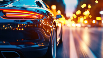 A sleek car on the highway with a digital overlay showing full auto insurance coverage for every journey