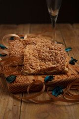 Puff pastry coca with pine nuts, typical of Catalonia