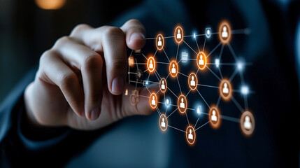Connecting people through digital network, this image illustrates business network concept, emphasizing management strategy and collaboration