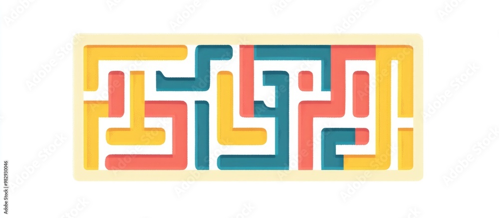 Poster rectangular maze design a fun and engaging puzzle game for preschoolers simple flat illustration on 