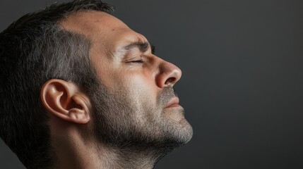 Obraz premium Profile of a Thoughtful Man in Deep Contemplation