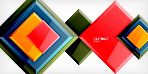 Obraz premium Colorful squares with reflections abstract background design. Vector Illustration For Wallpaper, Banner, Background, Card, Book Illustration, landing page