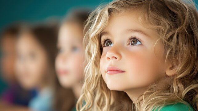 A classroom of students from diverse ethnicities and backgrounds learn together, fostering a sense of unity and understanding.