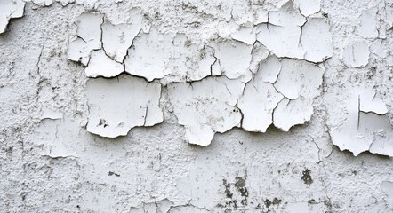 Obraz premium Vintage Textured Wall with Cracked White Paint and Grunge Aged Surface