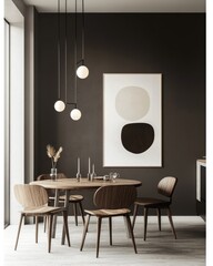 Modern Scandinavian Dining Room Poster Mock-Up in Loft Interior