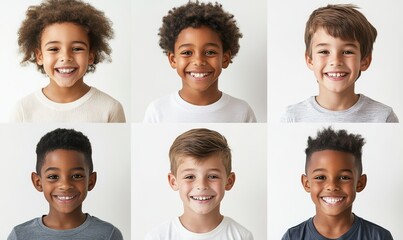Fototapeta premium Happy Diverse Kids Portrait Collage
