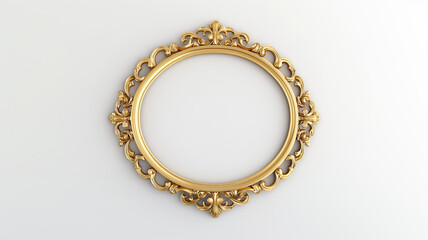 a simple oval gold classic frame on white background.