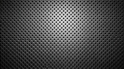 Naklejka premium Abstract Black Perforated Metal Background Texture for Industrial Design Projects
