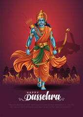 Happy Dussehra festival of India. of Lord Rama killing Ravana. vector illustration design