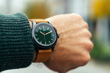 Smartwatch processing a voice-activated payment, user speaking to the device, with seamless confirmation