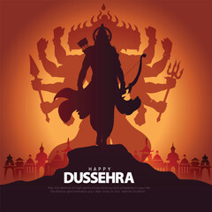Happy Dussehra festival of India. of Lord Rama killing Ravana. vector illustration design