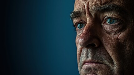 Obraz premium Intense Portrait of an Older Man with Blue Eyes