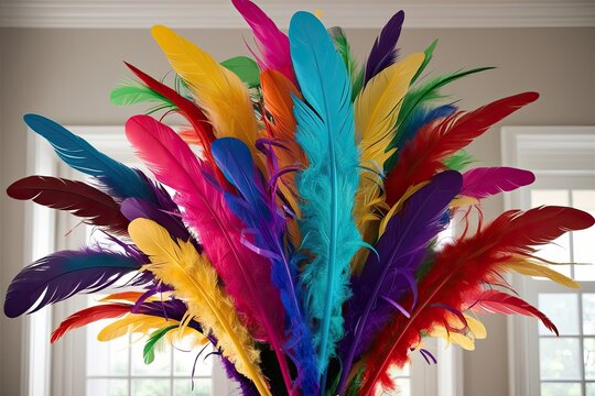 Vibrant 3D Feathers for Festive Decorations and Colorful Ornaments