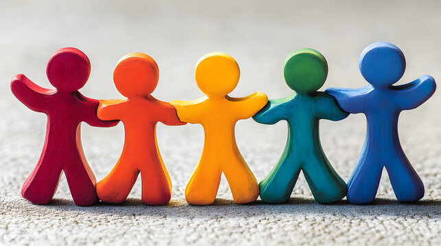 Figuras de colores representando la uni&oacute;n y las relaciones personales